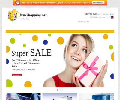 WELCOME to the Just-Shopping.net Internet Shopping site.