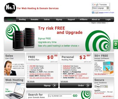 FREE WebHosting No Ads and cheap domain names
