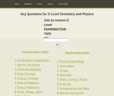Key Examination Practice Questions for 'O' Level Chemistry and Physics