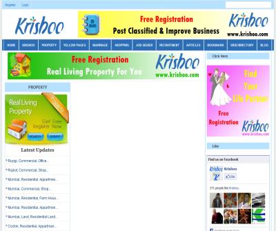 Krishoo | Property | Yello Page | Marriage | Shopping | Job Seeker | Recruitment | Bookmark | Web Directory | News