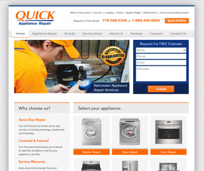 Quick Appliance Repair Vancouver, Richmond, Burnaby, Canada