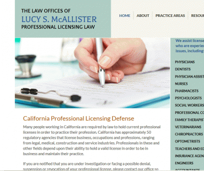 California Professional License Defense: Lucy S. McAllister Professional Licensing Law