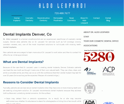 Dr. Aldo Leopardi Dental Implants, Prosthodontist, Cosmetic Dentistry Denver Colorado