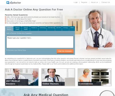 ZipDoctor.com Free Expert Online Answers on Medical Questions. 
