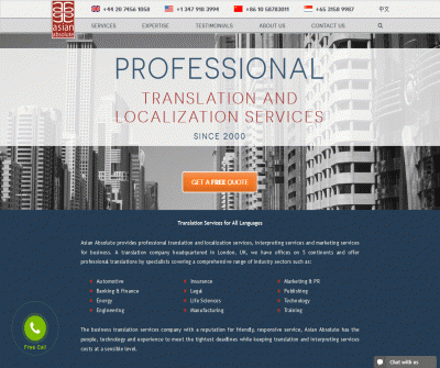 Asian Absolute professional Multilingual Translation, Interpreting, Localization Marketing London UK 