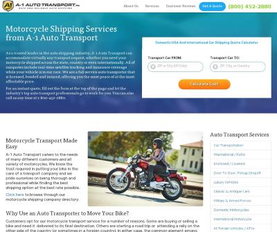 A-1 Auto Transport, Inc. Motorcycle Shipping Services 