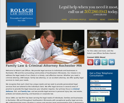 Rolsch Law Offices Rochester,MN Personal Injury Criminal Defense DUI Family Law Real Estate