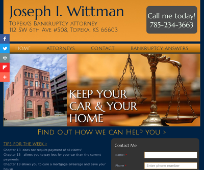 Joe Wittman Topeka, KS Bankruptcy Lawyer  Chapter 7, 13 Attorney