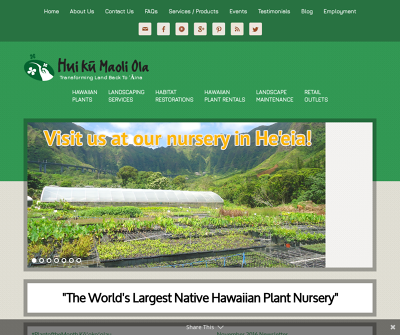 Hui Ku Maoli Ola Native Plant Nursery Hawaii Culturally Designed Hawaiian Gardens