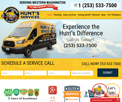 Hunt''s Services Tacoma,WA  Plumbing, Heating  Electric Sewer A/C Drain 