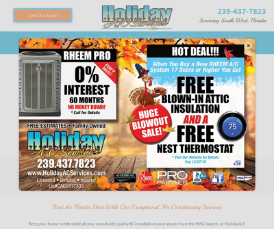 Holiday A/C Services Inc  Fort Myers,FL New A/C Unit Installation A/C Repair