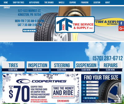 T & F Tire Service & Supply Company, Inc. Kingston,PA Auto Repairs Tires Inspection