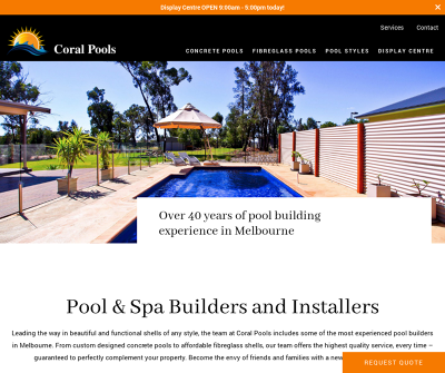 Coral Pools Melbourne, Australia Concrete Pools Fiberglass Pools Lap Pools Indoor Pools