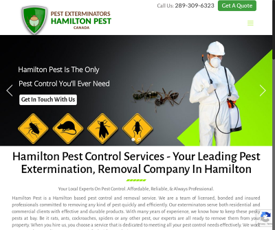 Pest Control & Pest Removal Company Hamilton