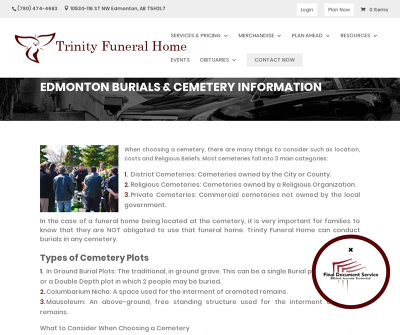 Edmonton Burials & Cemetery Information | Trinity Funeral Home