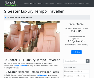 Luxury 9 Seater Tempo Travellers Hire in Delhi