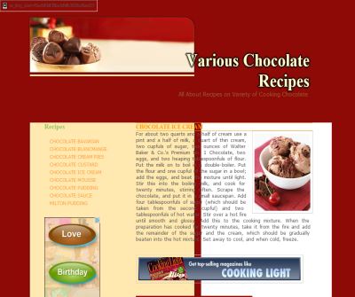 Various Chocolate Recipes