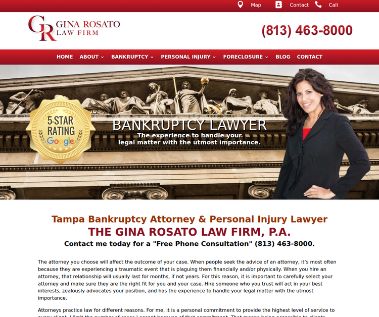 Tampa Bankruptcy Lawyer Gina Rosato Law Firm Chapter 7, 13 Attorney Florida 33624