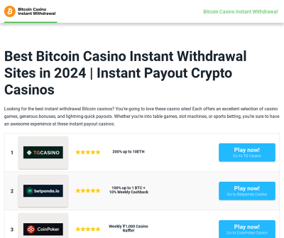 Bitcoin Casino Instant Withdrawal