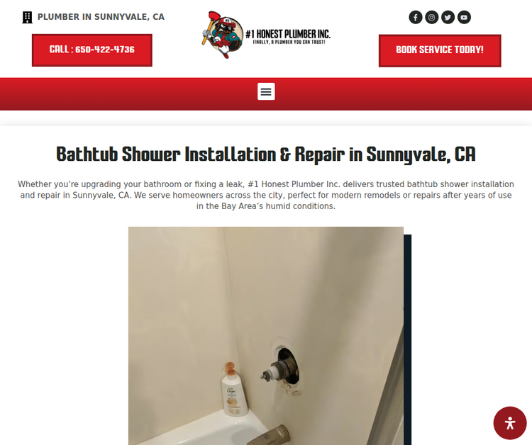 Bathtub Shower Installation & Repair in Sunnyvale, CA