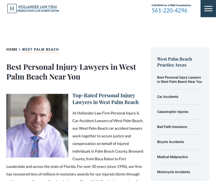 Hollander Law Firm Personal Injury & Car Accident Lawyers of West Palm Beach Office
