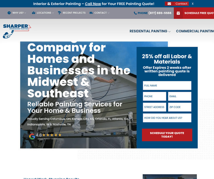 Trusted Painting Company for Homes and Businesses in the Midwest & Southeast