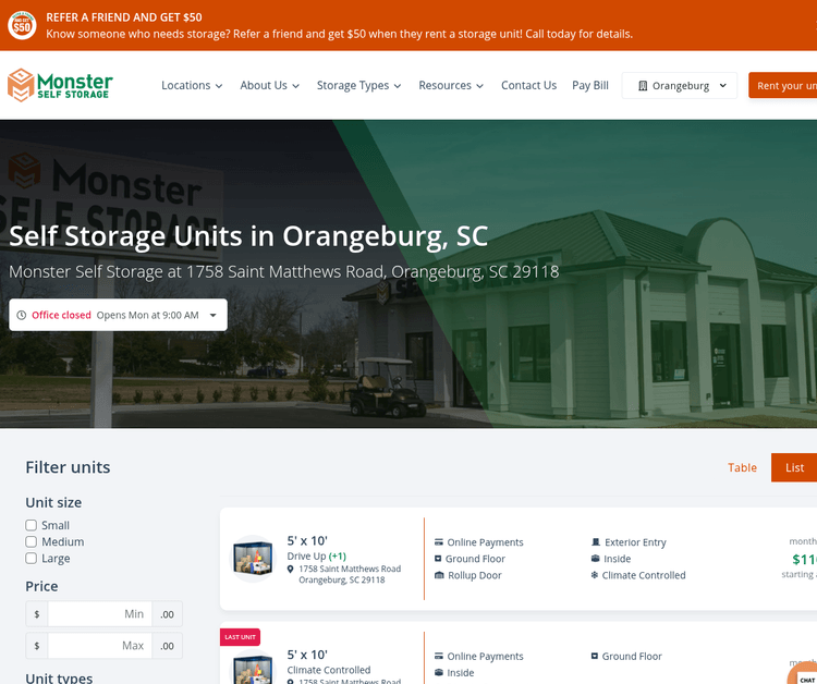 Monster Self Storage Orangeburg