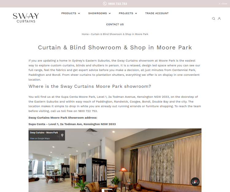 Curtain & Blind Showroom & Shop in Moore Park