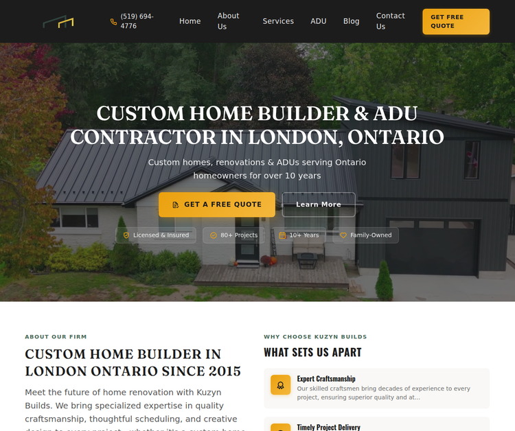 Custom Home Builder & ADU Contractor in London, Ontario