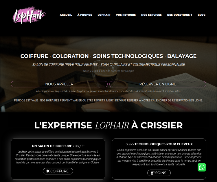 LopHair - Salon de Coiffure Exclusif pour Femmes | Expert Coloration & Soins Technologiques