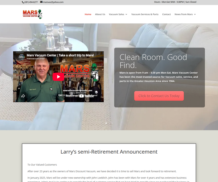 Trusted Vacuum Services Since 1964