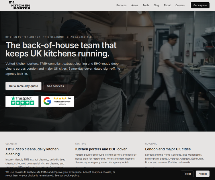 Commercial Kitchen Porter Agency & Cleaning Services