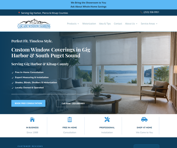 Custom Window Coverings in Gig Harbor & South Puget Sound